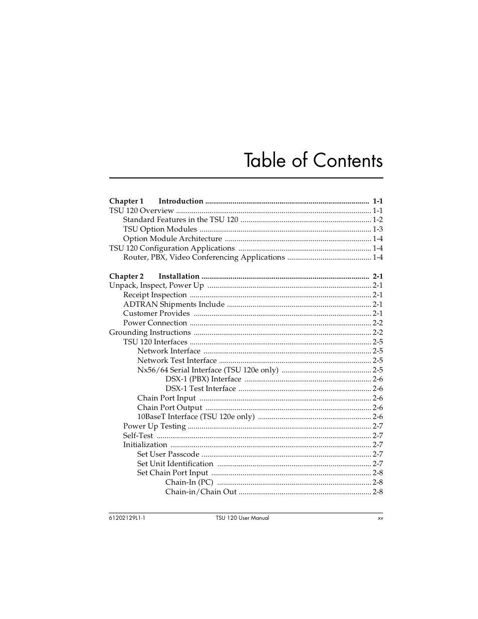 ADTRAN TSU 120e User Manual | Page 15 / 140