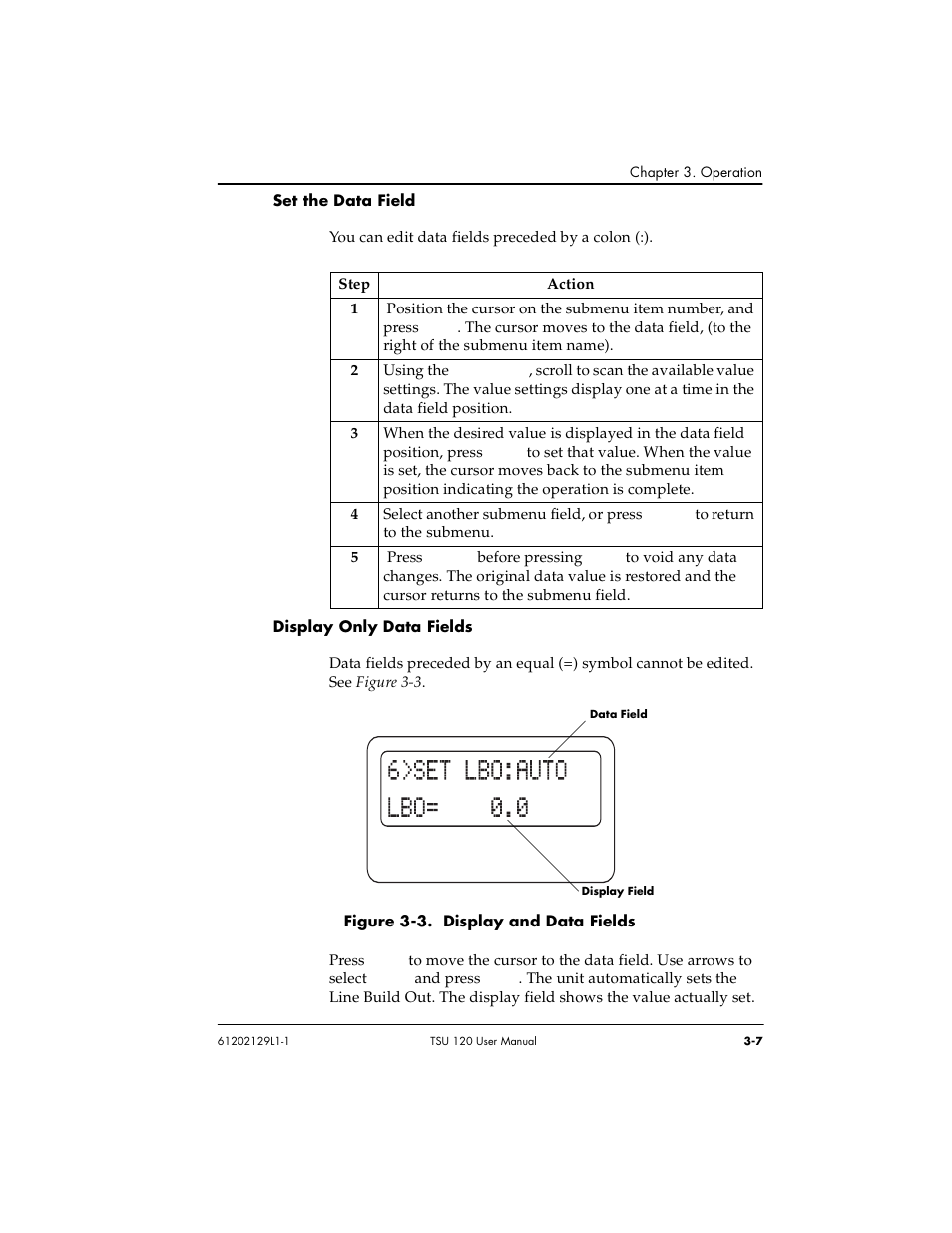 Set the data field -7 display only data fields -7, Figure 3-3. display and data fields -7 | ADTRAN TSU 120e User Manual | Page 45 / 140