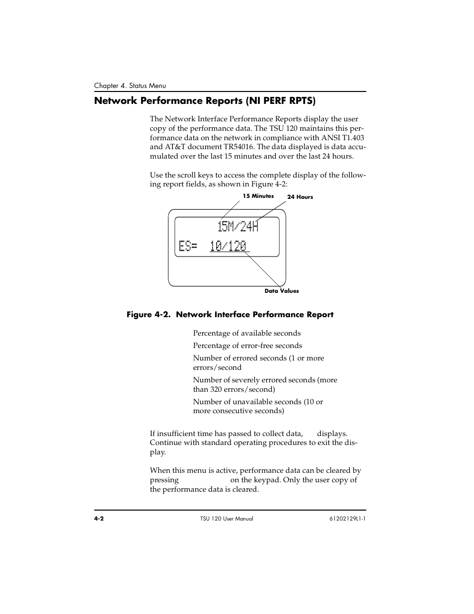 Network performance reports (ni perf rpts) -2, Network performance reports (ni perf rpts) | ADTRAN TSU 120e User Manual | Page 52 / 140