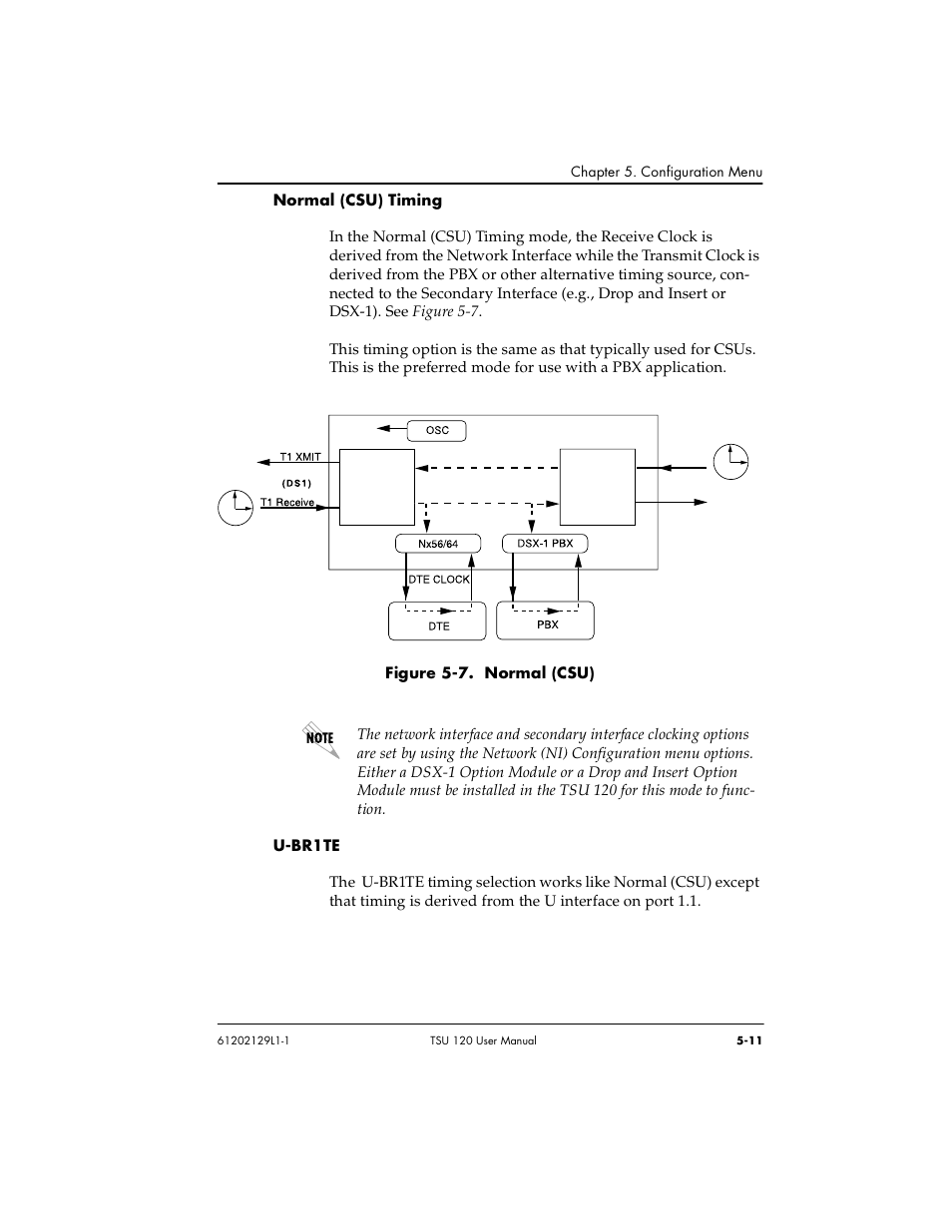 Normal (csu) timing -11 u-br1te -11, Figure 5-7. normal (csu) -11 | ADTRAN TSU 120e User Manual | Page 69 / 140