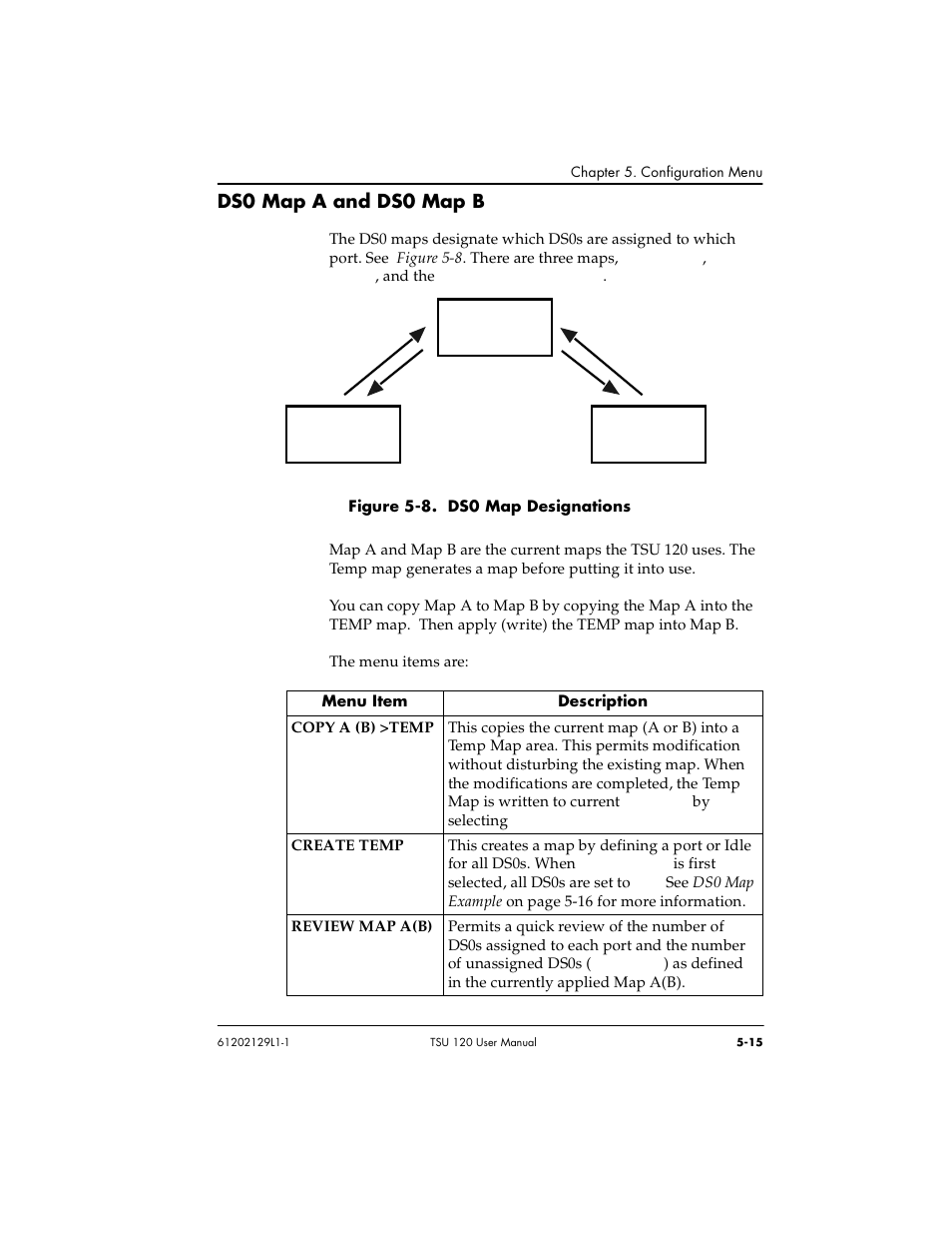 Ds0 map a and ds0 map b -15, Figure 5-8. ds0 map designations -15, Ds0 map a and ds0 map b | ADTRAN TSU 120e User Manual | Page 73 / 140