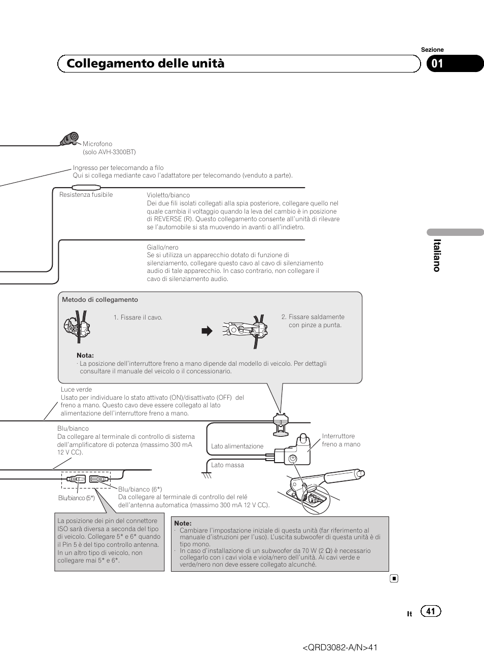 01 collegamento delle unità, Italiano | Pioneer AVH P4300DVD User Manual | Page 41 / 100