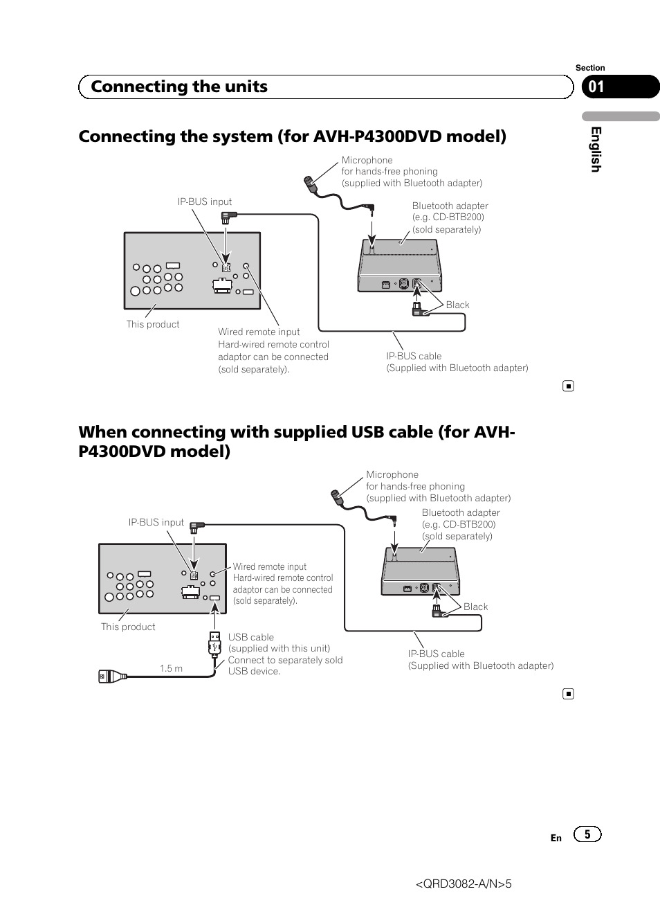 Connecting the system (for avh-p4300dvd model), 01 connecting the units | Pioneer AVH P4300DVD User Manual | Page 5 / 100