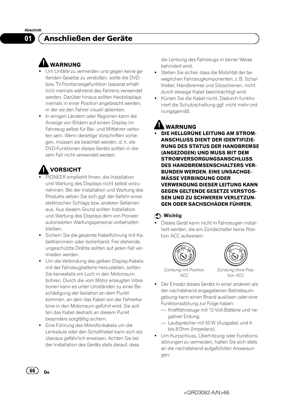 Deutsch, 01 anschließen der geräte | Pioneer AVH P4300DVD User Manual | Page 66 / 100