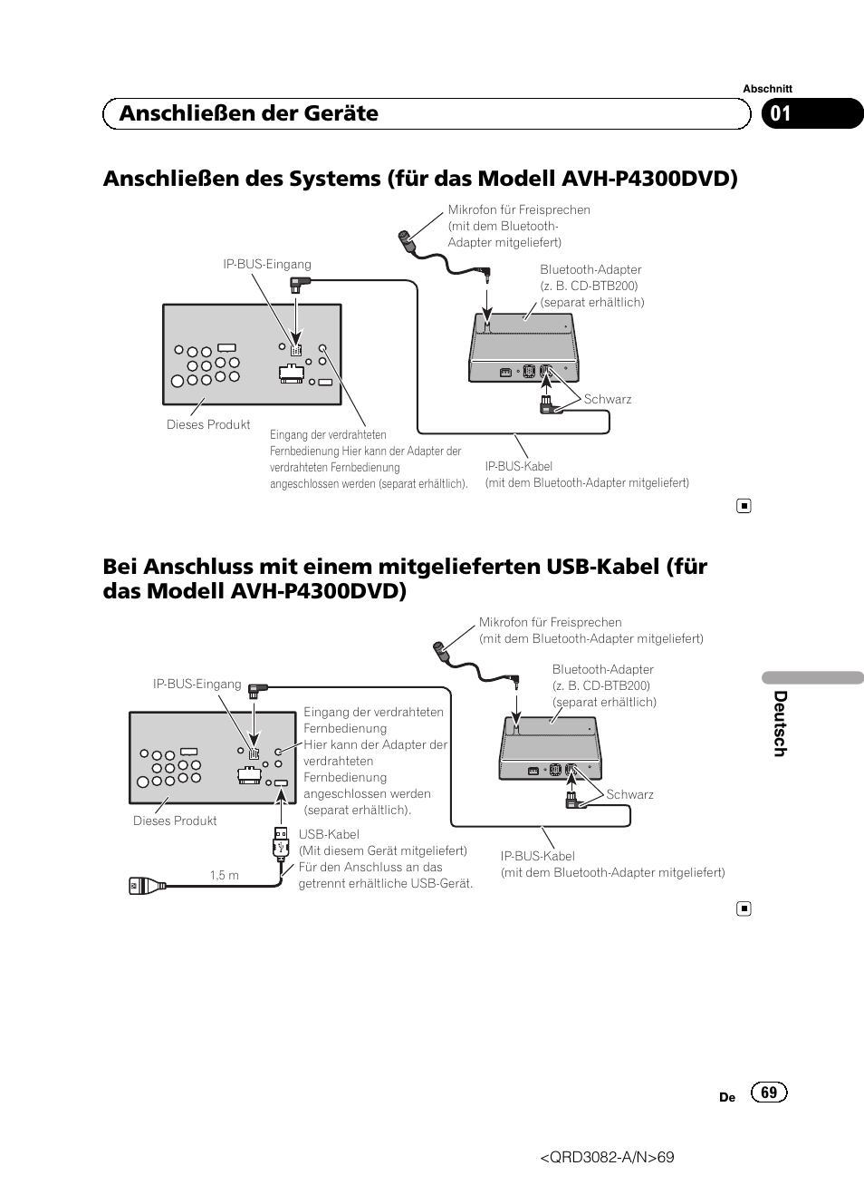 01 anschließen der geräte | Pioneer AVH P4300DVD User Manual | Page 69 / 100