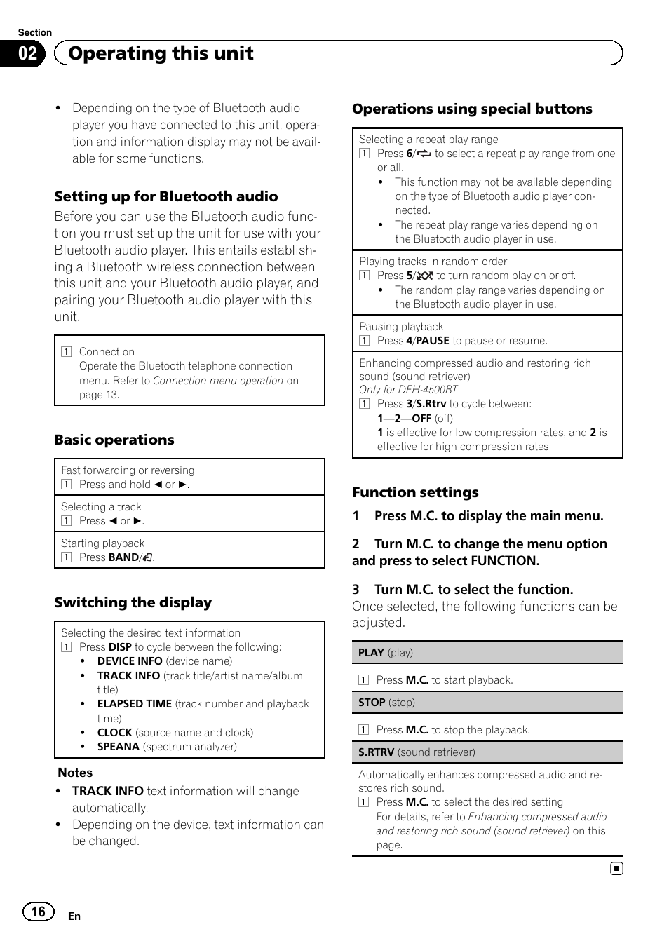 02 operating this unit | Pioneer DEH-X5500BT User Manual | Page 16 / 32