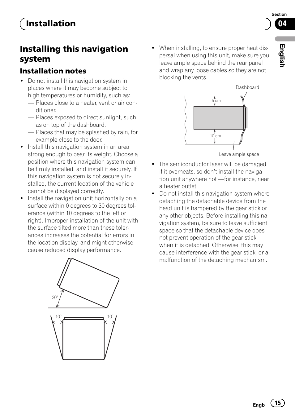 Installing this navigation system, Installation notes 15, 04 installation | Pioneer AVIC-F320BT User Manual | Page 15 / 144