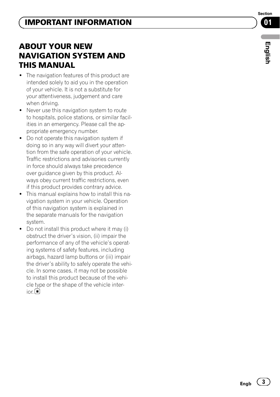 Important information, About your new navigation system, And this manual | About your new navigation system and this manual, 01 important information | Pioneer AVIC-F320BT User Manual | Page 3 / 144