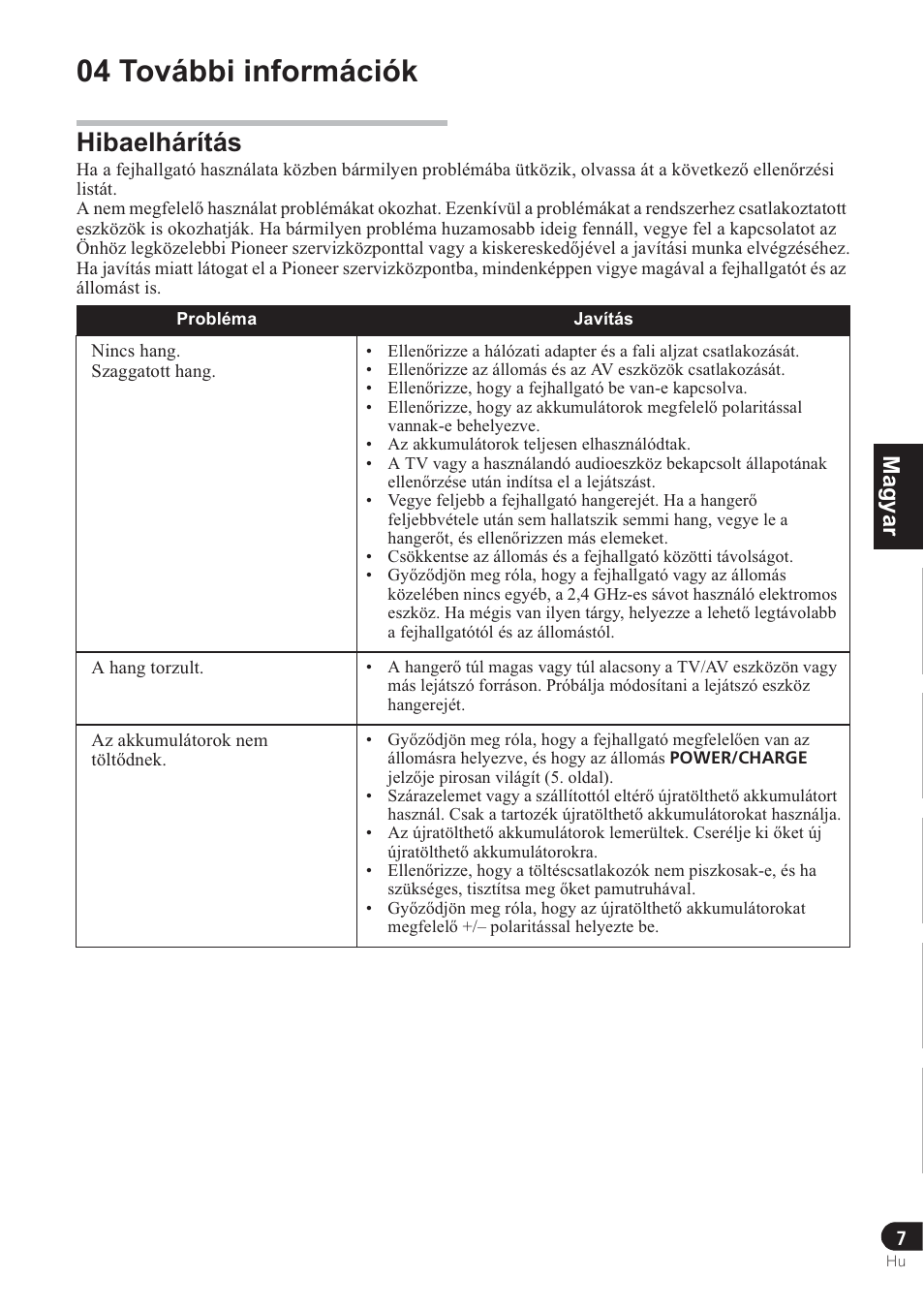 04 további információk, Hibaelhárítás, Türkçe norsk česky slovensky magyar pyccкий polska | Pioneer SE-DRF41M User Manual | Page 107 / 136