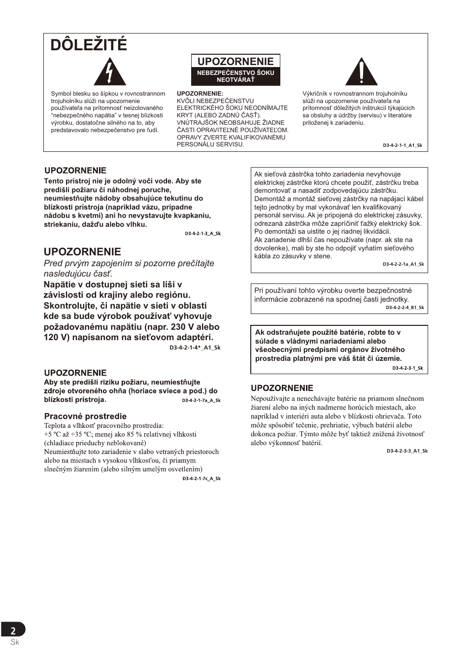 Р/(д,7e, Upozornenie | Pioneer SE-DRF41M User Manual | Page 110 / 136