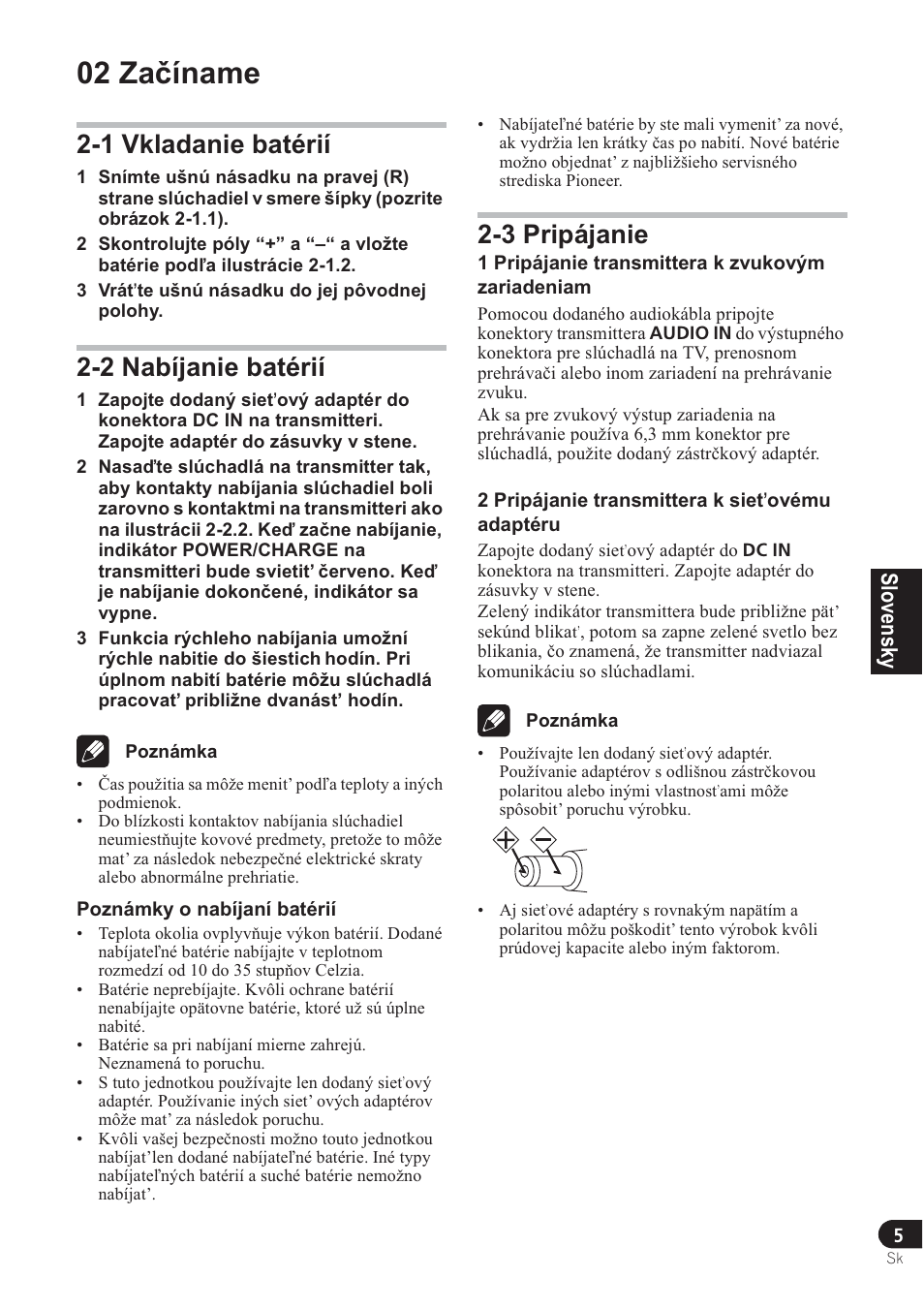 02 za þíname, 1 vkladanie batérií, 2 nabíjanie batérií | 3 pripájanie, Türkçe norsk česky slovensky magyar pyccкий polska | Pioneer SE-DRF41M User Manual | Page 113 / 136