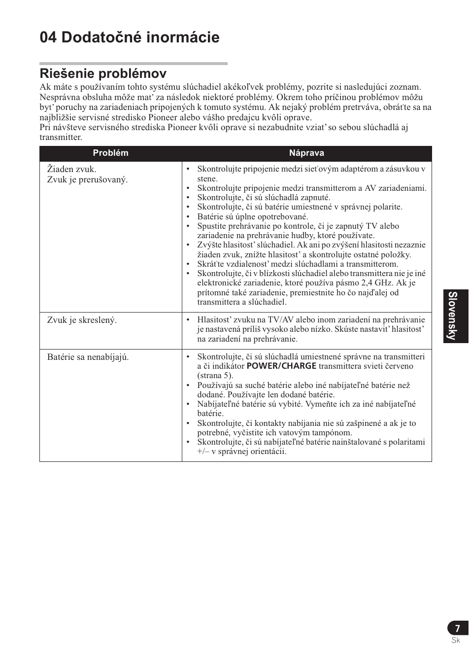 04 dodato þné inormácie, Riešenie problémov, Türkçe norsk česky slovensky magyar pyccкий polska | Pioneer SE-DRF41M User Manual | Page 115 / 136