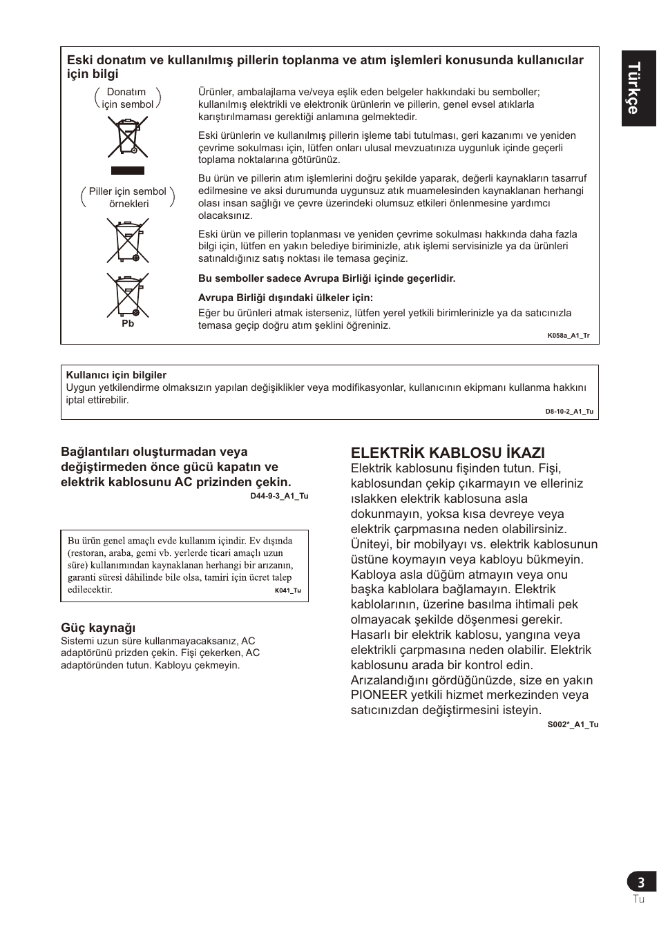 Türkçe norsk česky slovensky magyar pyccкий polska | Pioneer SE-DRF41M User Manual | Page 79 / 136