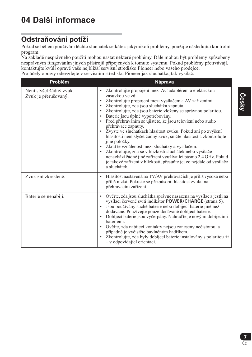 04 další informace, Odstra ėování potíží, Türkçe norsk česky slovensky magyar pyccкий polska | Pioneer SE-DRF41M User Manual | Page 99 / 136