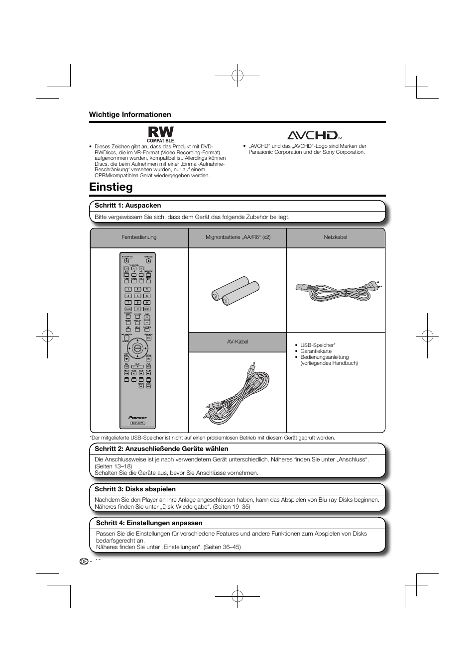 Einstieg | Pioneer BDP-120 User Manual | Page 11 / 427