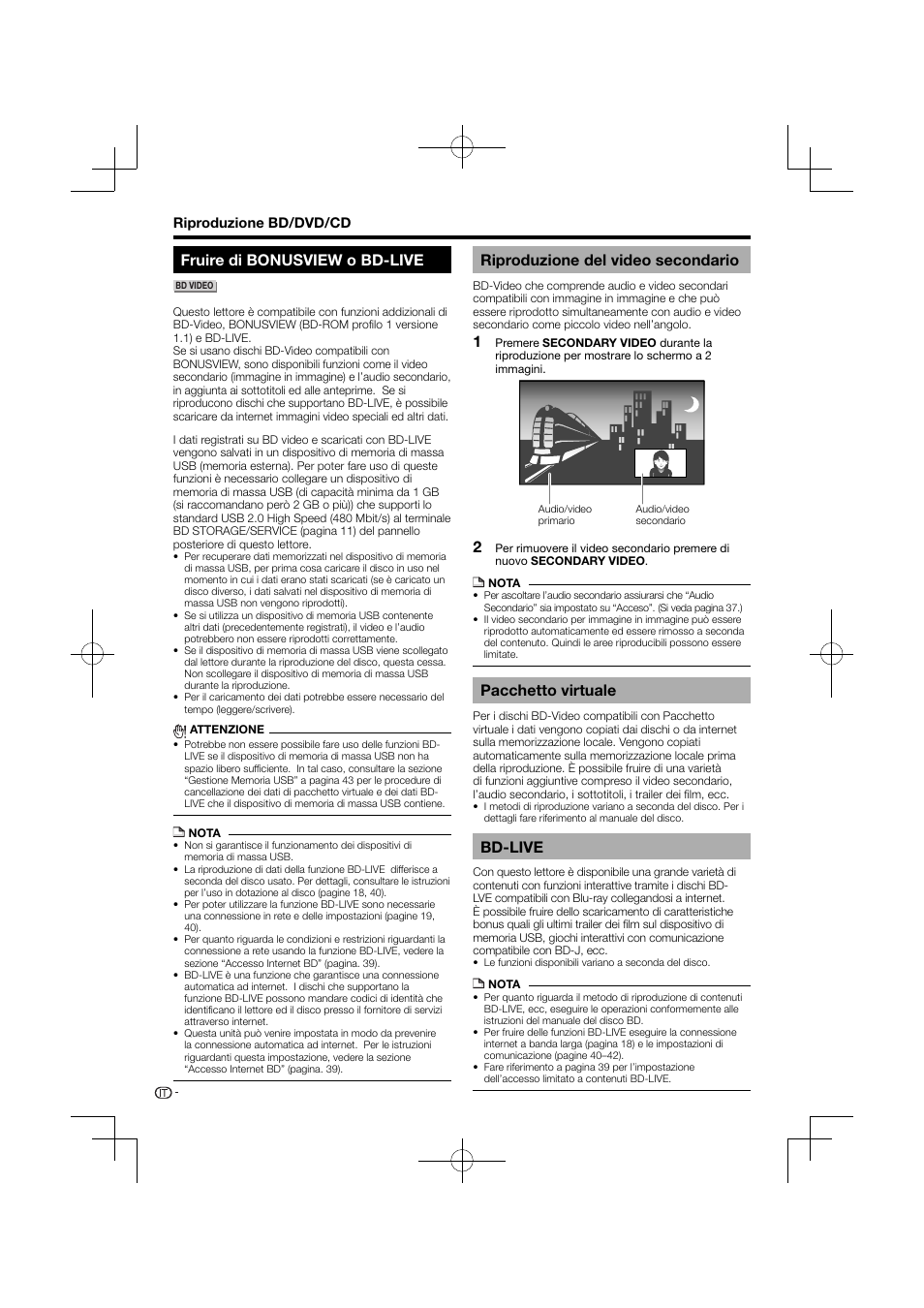 Fruire di bonusview o bd-live, Riproduzione del video secondario, Pacchetto virtuale bd-live | Pacchetto virtuale, Bd-live | Pioneer BDP-120 User Manual | Page 131 / 427