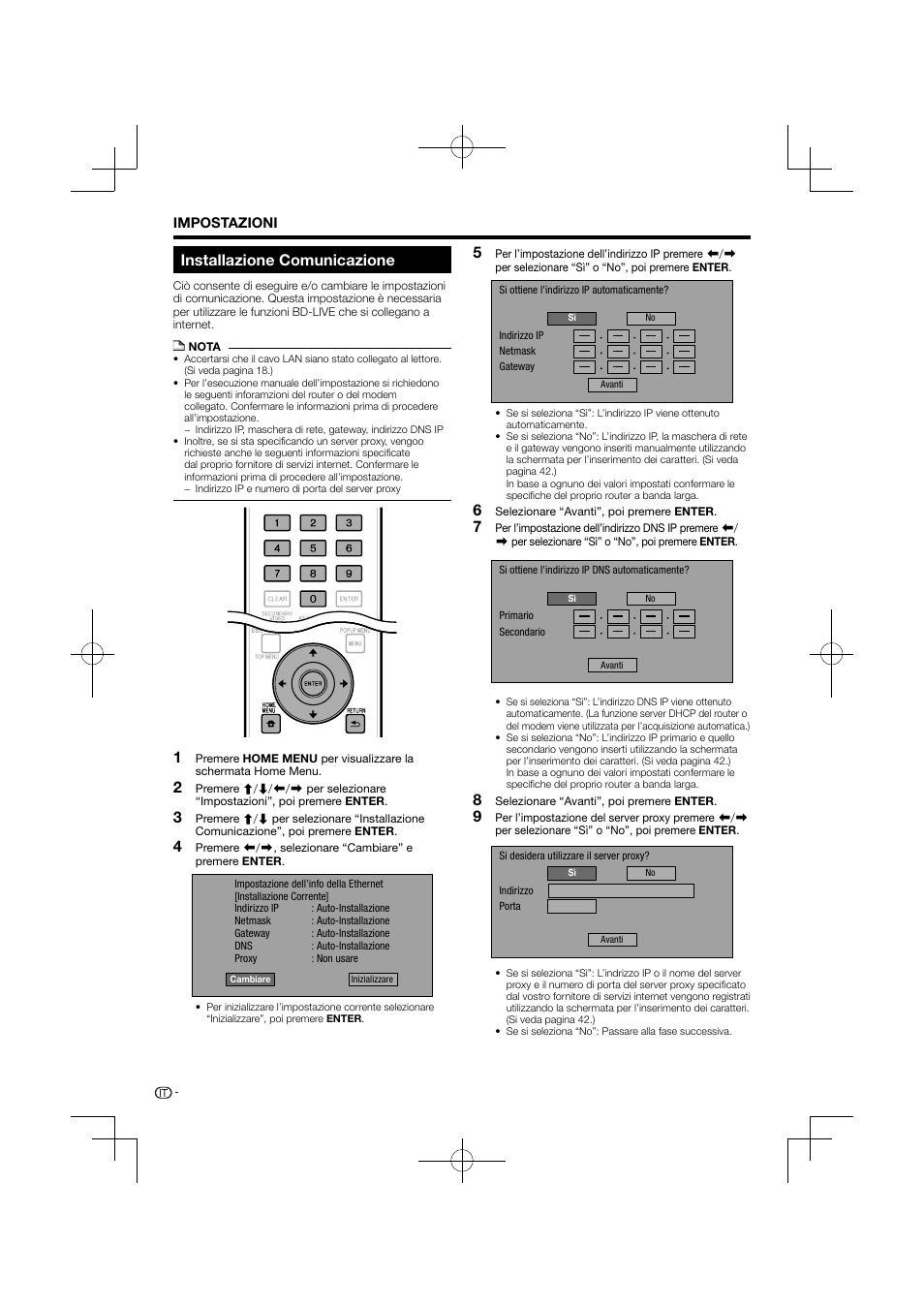 Installazione comunicazione | Pioneer BDP-120 User Manual | Page 145 / 427
