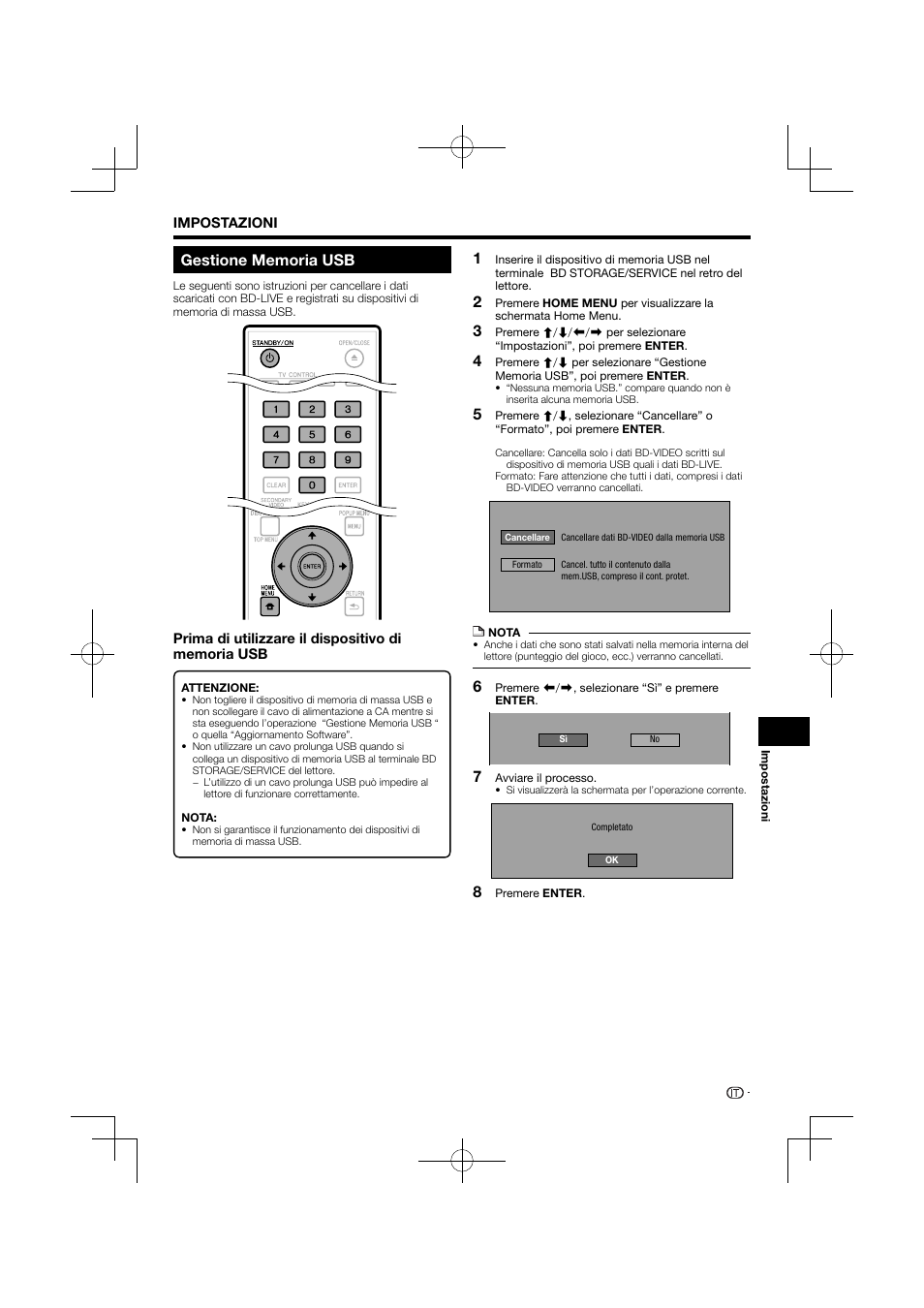 Gestione memoria usb | Pioneer BDP-120 User Manual | Page 148 / 427
