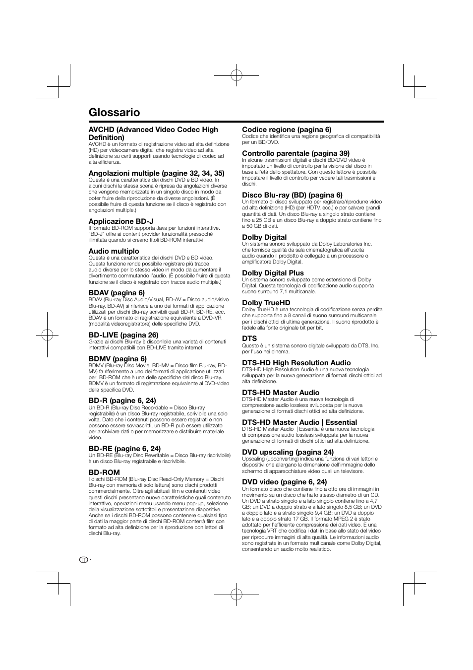 Glossario | Pioneer BDP-120 User Manual | Page 155 / 427