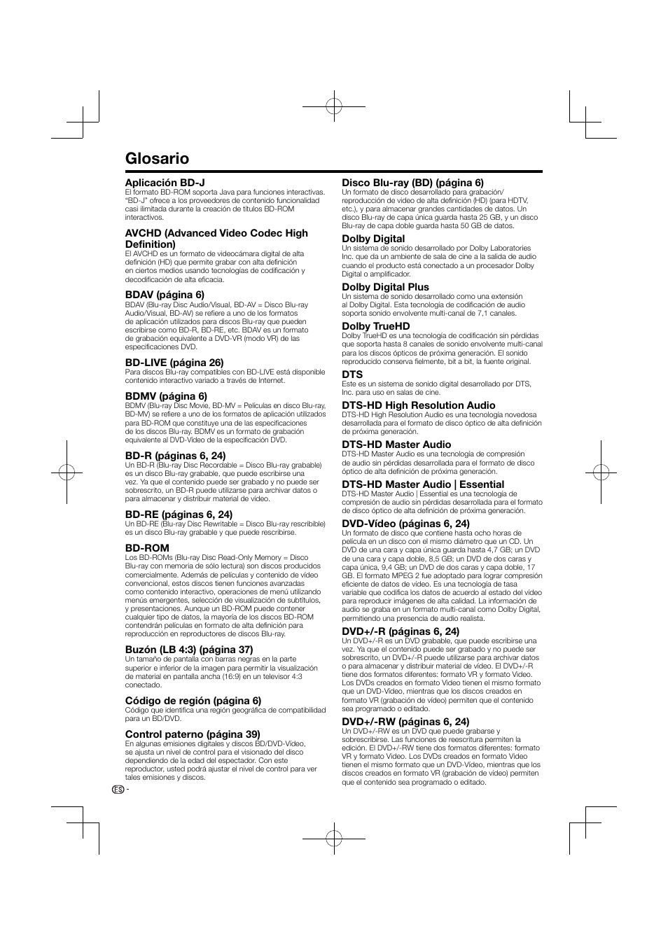 Glosario –51, Glosario | Pioneer BDP-120 User Manual | Page 207 / 427