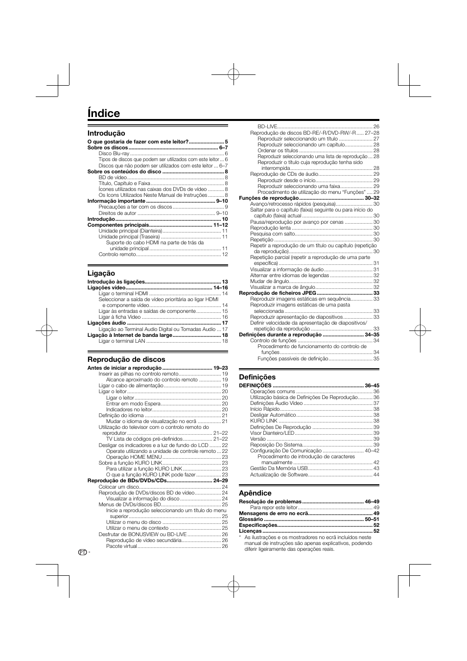 Manual de instruções / handleiding, Leitor de discos blu-ray, Índice | Introdução, Ligação, Reprodução de discos, Definições, Apêndice | Pioneer BDP-120 User Manual | Page 213 / 427