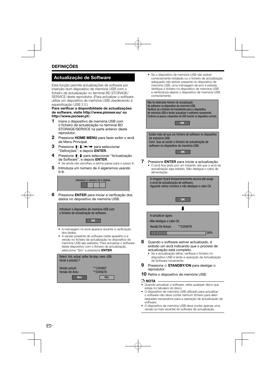 Actualização de software | Pioneer BDP-120 User Manual | Page 253 / 427