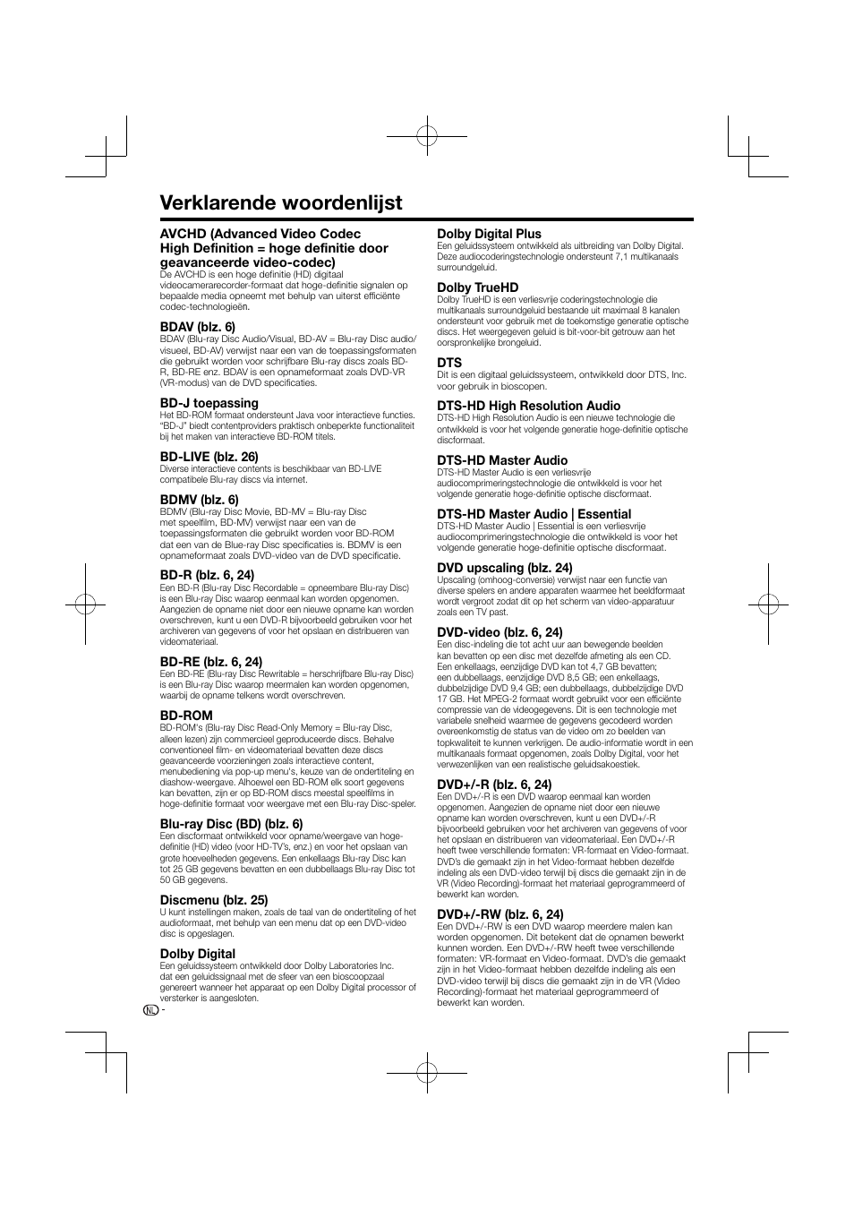 Verklarende woordenlijst | Pioneer BDP-120 User Manual | Page 311 / 427