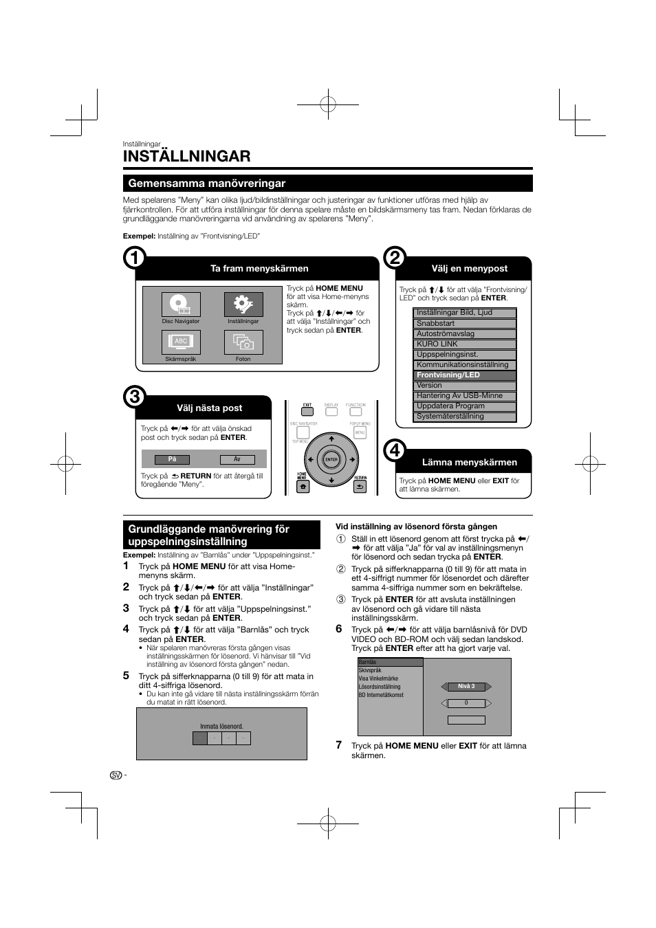 Inställningar, Uppspelningsinställning, Gemensamma manövreringar | Pioneer BDP-120 User Manual | Page 349 / 427