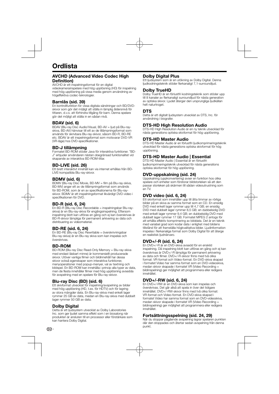 Ordlista | Pioneer BDP-120 User Manual | Page 363 / 427