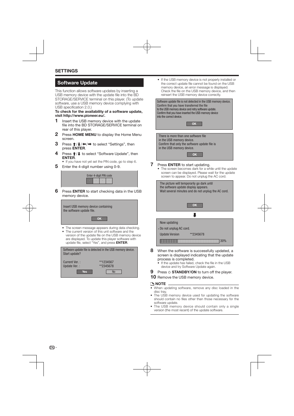Software update | Pioneer BDP-120 User Manual | Page 409 / 427