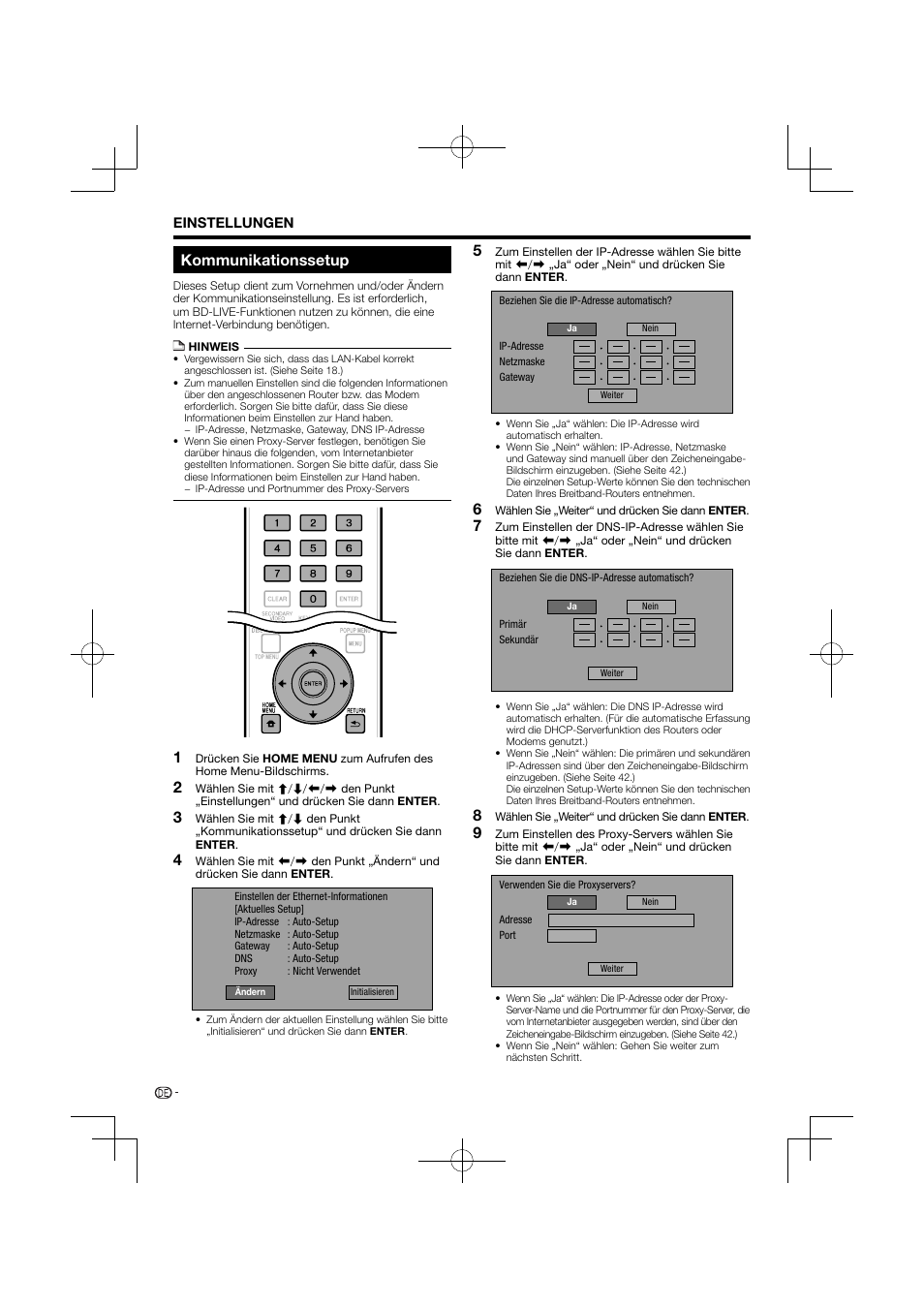 Kommunikationssetup | Pioneer BDP-120 User Manual | Page 41 / 427