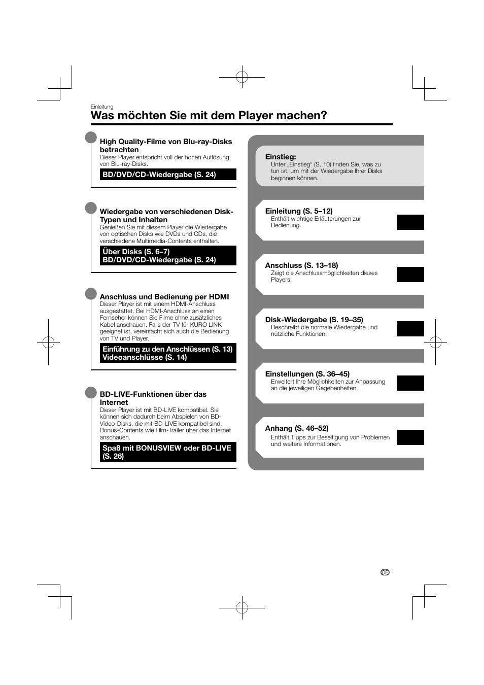 Was möchten sie mit dem player machen | Pioneer BDP-120 User Manual | Page 6 / 427