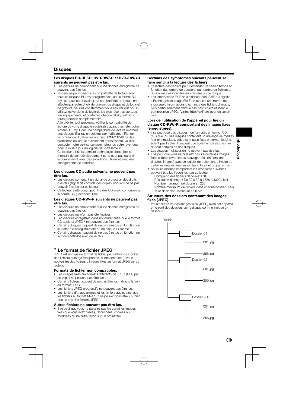 Disques, Le format de fichier jpeg | Pioneer BDP-120 User Manual | Page 60 / 427