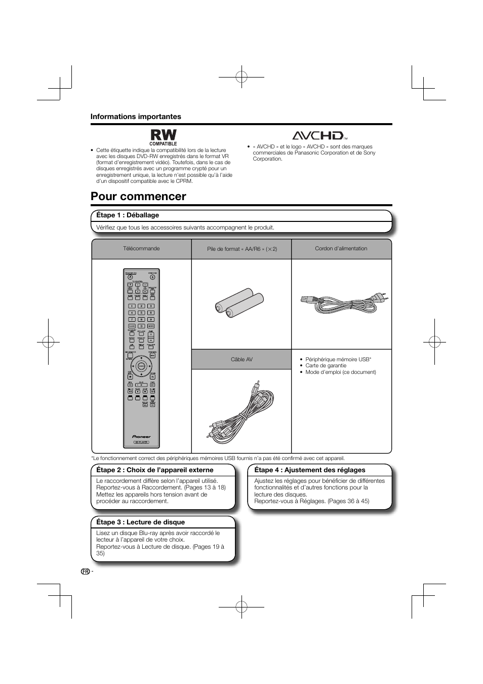 Pour commencer | Pioneer BDP-120 User Manual | Page 63 / 427