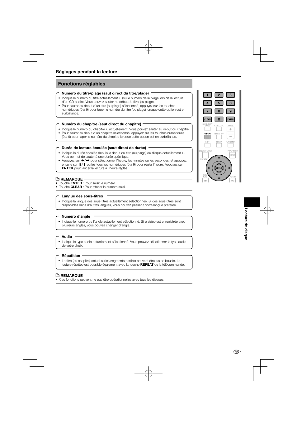 Fonctions réglables | Pioneer BDP-120 User Manual | Page 88 / 427