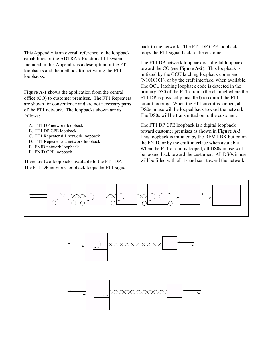 Appendix a ft1 loopbacks | ADTRAN DE-4E User Manual | Page 17 / 19