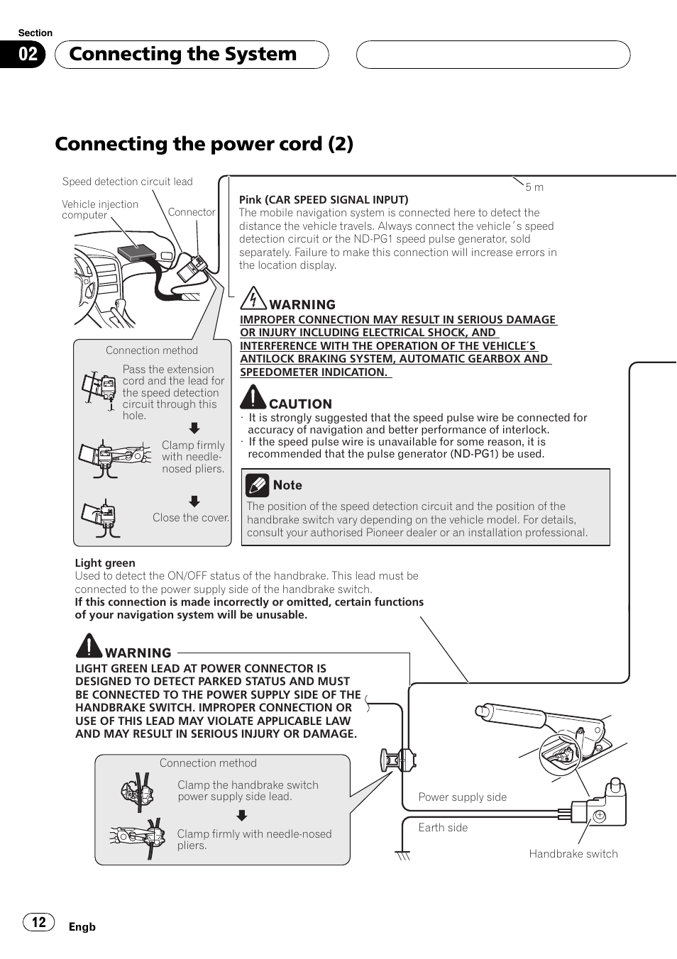 Connecting the power cord (2), Connecting the system | Pioneer AVIC-HD3-II User Manual | Page 12 / 177