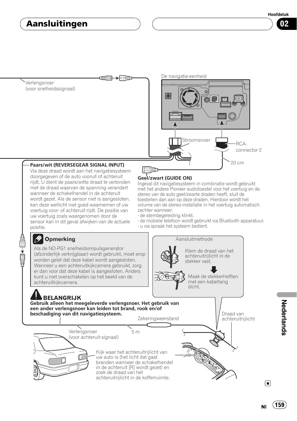 Aansluitingen, Nederlands | Pioneer AVIC-HD3-II User Manual | Page 159 / 177