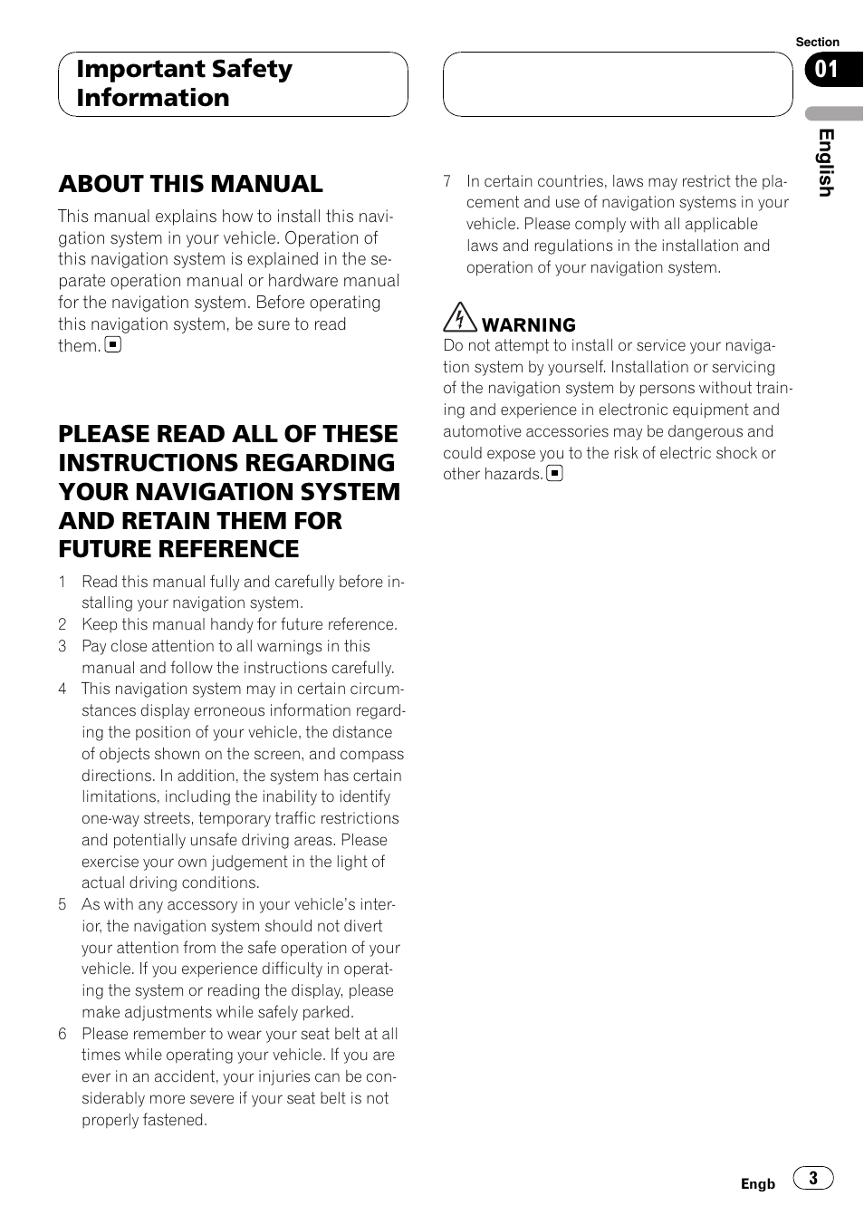 Important safety information, About this manual, Please read all of these | Pioneer AVIC-HD3-II User Manual | Page 3 / 177
