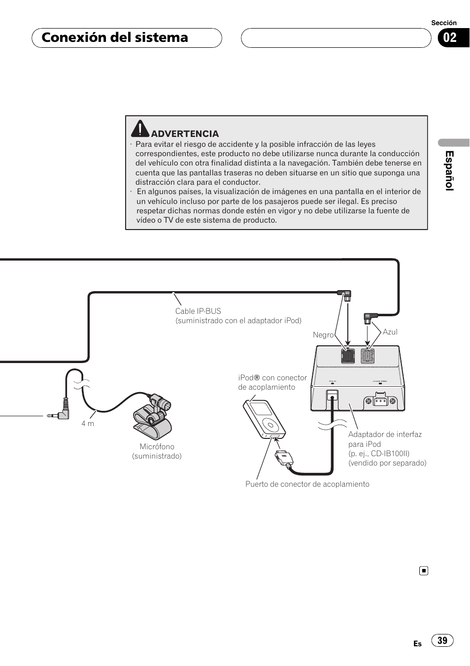 Conexión del sistema, Español | Pioneer AVIC-HD3-II User Manual | Page 39 / 177