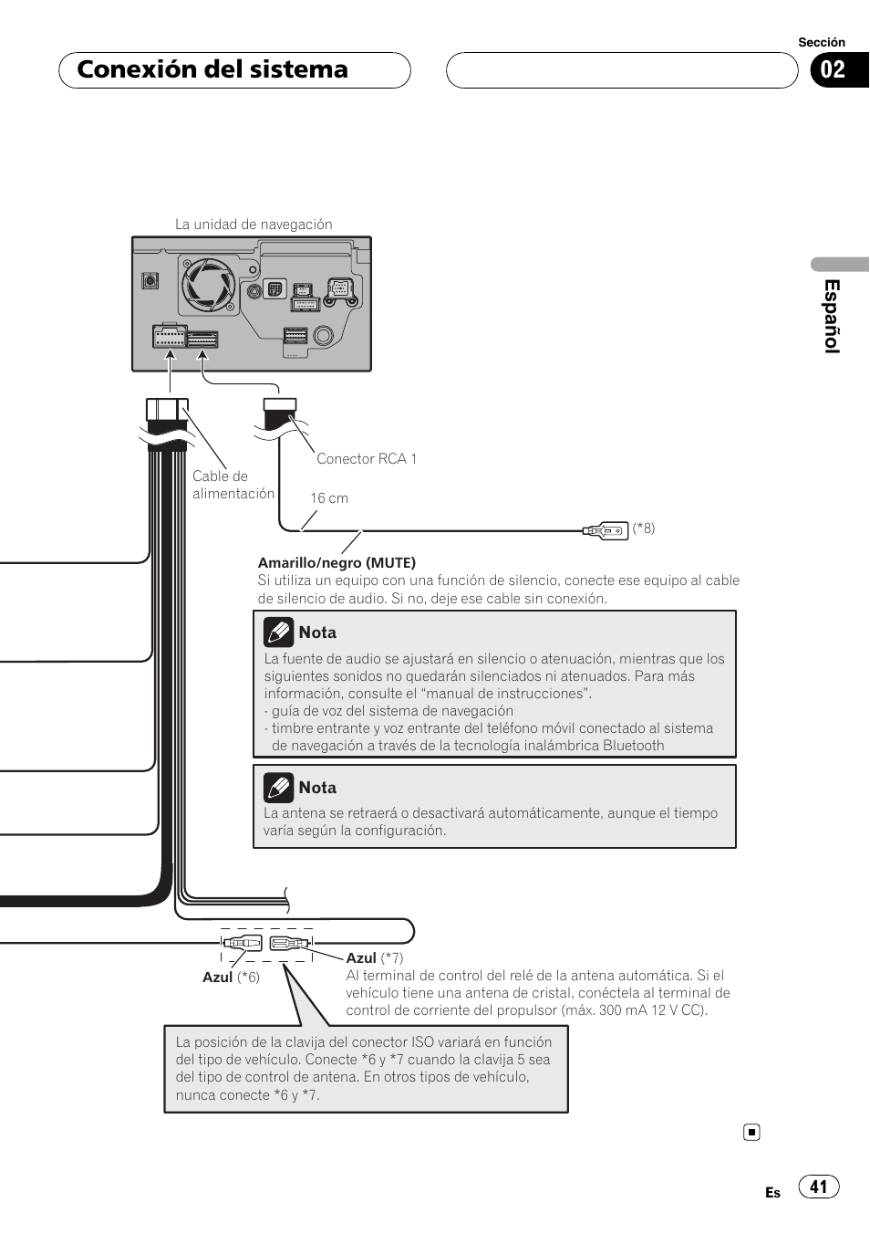 Conexión del sistema, Español | Pioneer AVIC-HD3-II User Manual | Page 41 / 177