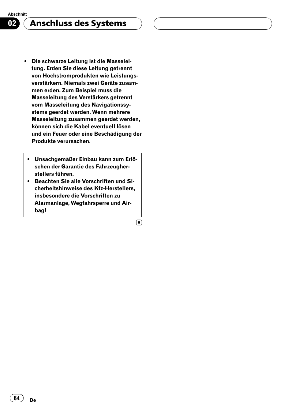 Anschluss des systems | Pioneer AVIC-HD3-II User Manual | Page 64 / 177