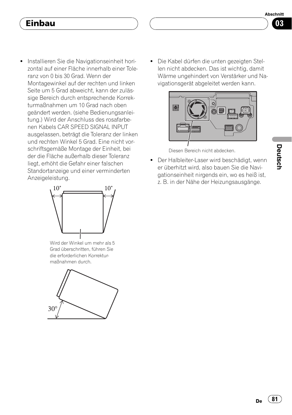 Einbau | Pioneer AVIC-HD3-II User Manual | Page 81 / 177