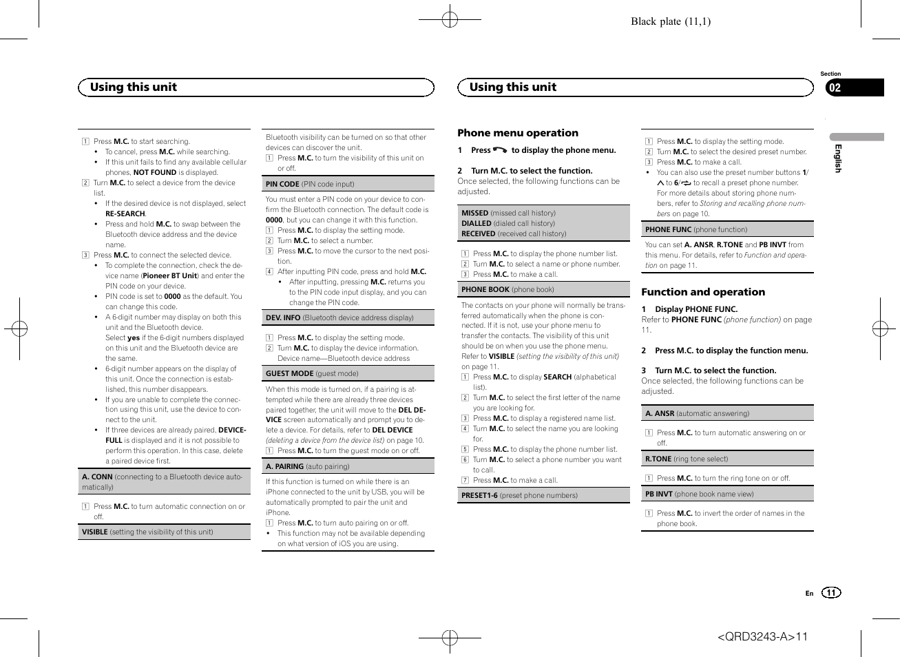 Using this unit | Pioneer MVH-X565BT User Manual | Page 11 / 140