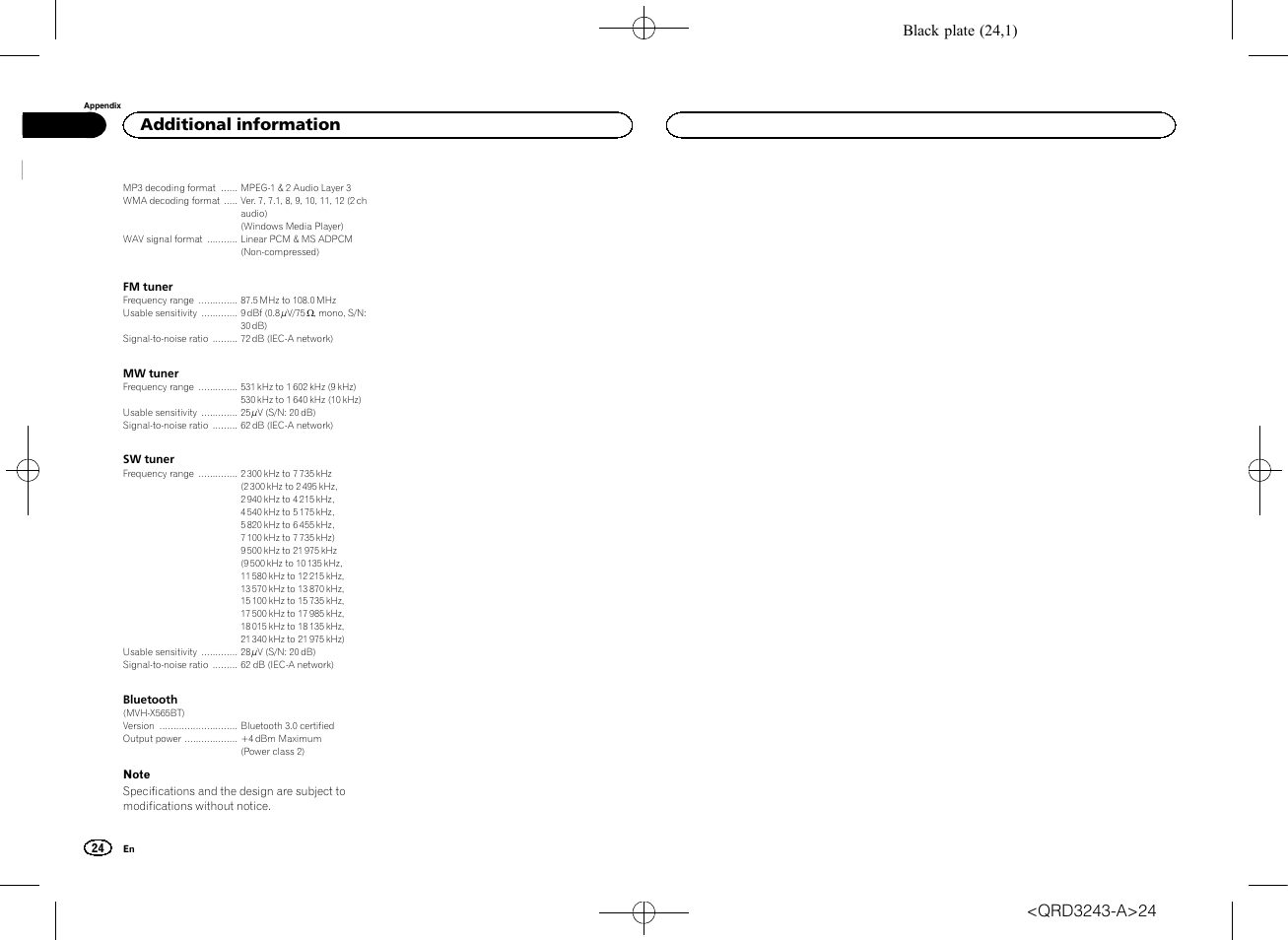 Additional information | Pioneer MVH-X565BT User Manual | Page 24 / 140