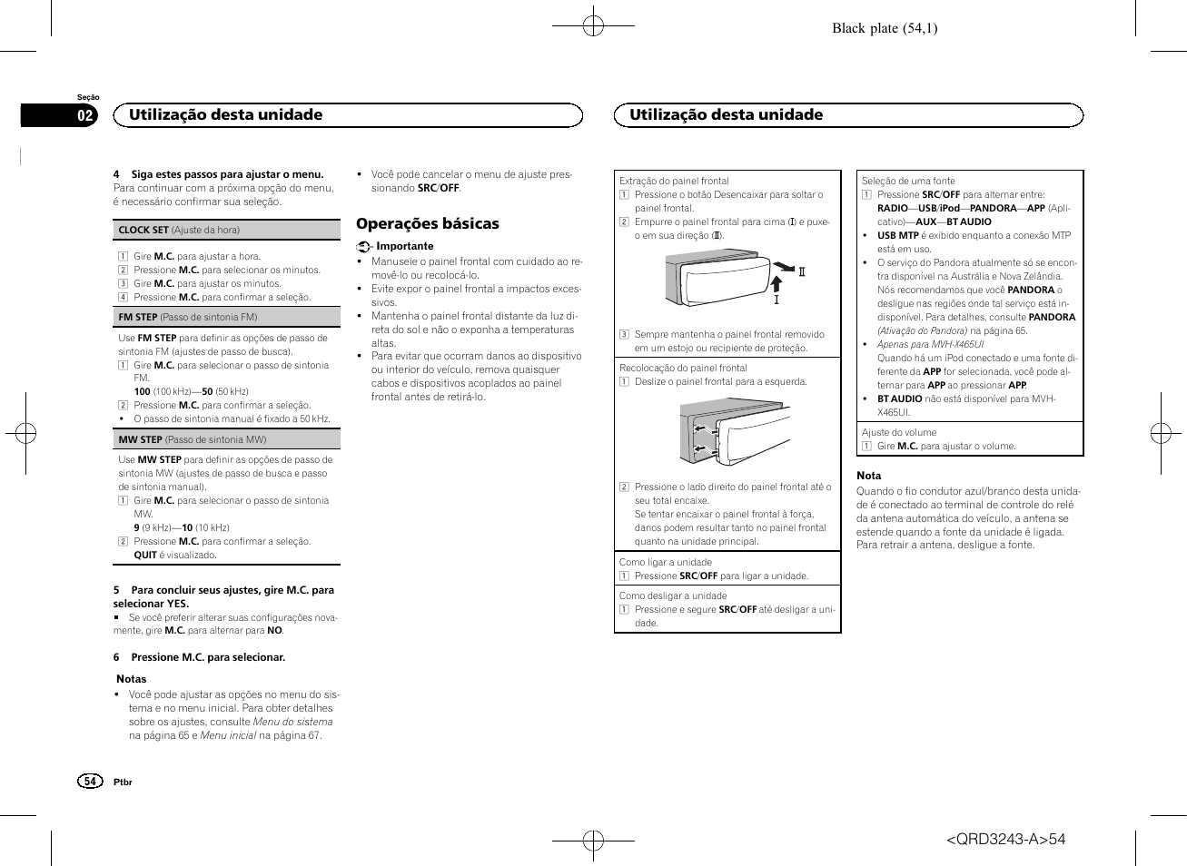 Operações básicas, Utilização desta unidade | Pioneer MVH-X565BT User Manual | Page 54 / 140