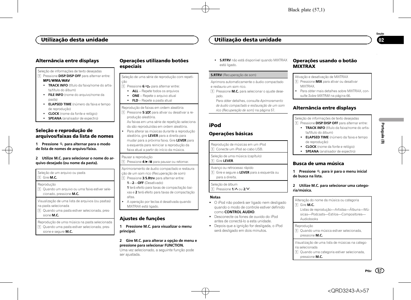 Ipod, Utilização desta unidade | Pioneer MVH-X565BT User Manual | Page 57 / 140
