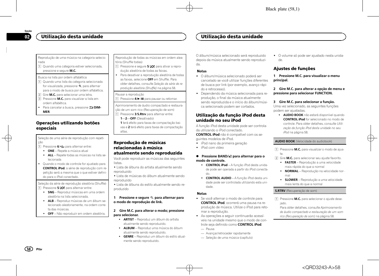 Utilização desta unidade | Pioneer MVH-X565BT User Manual | Page 58 / 140