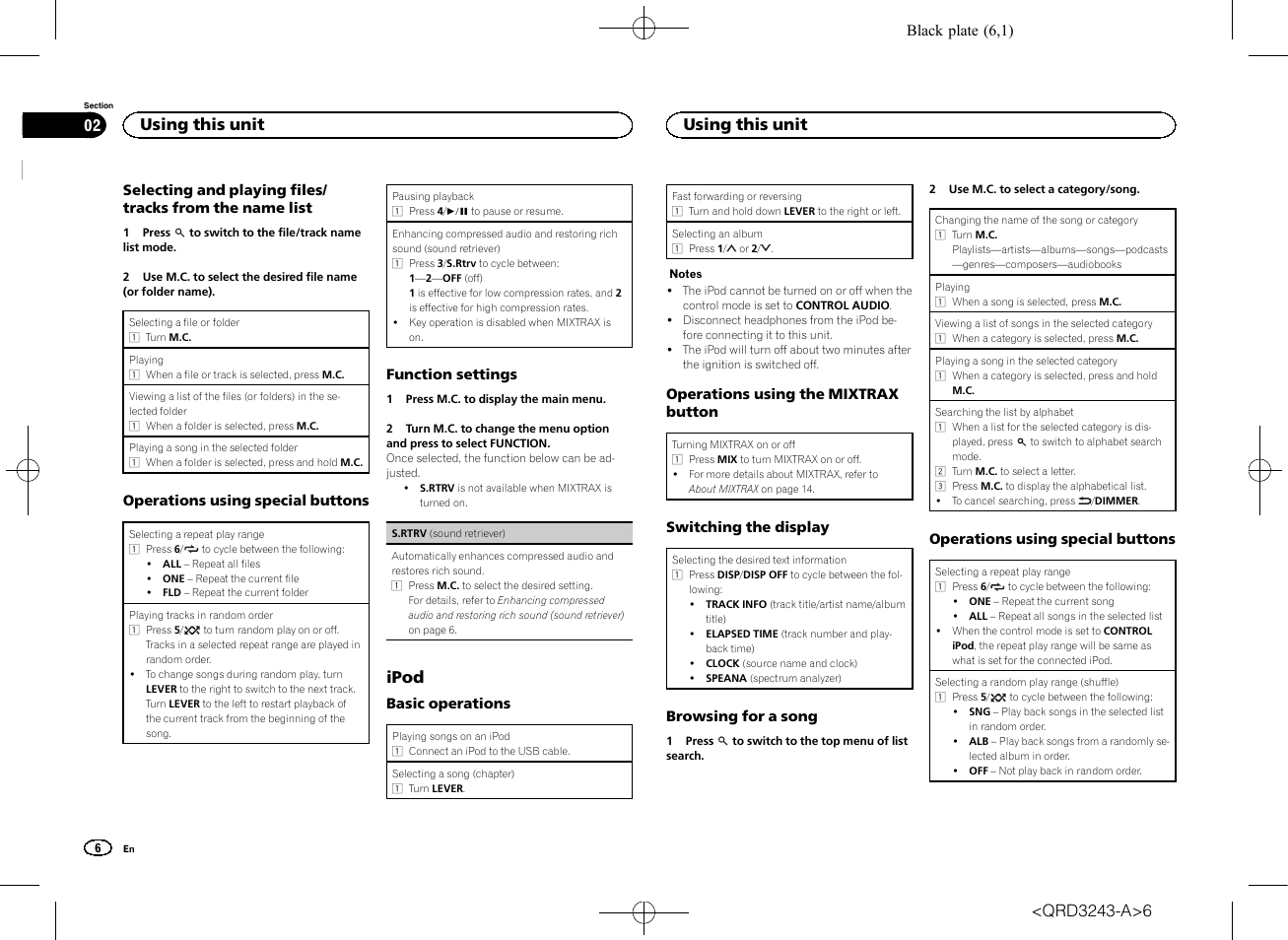 Ipod, Using this unit | Pioneer MVH-X565BT User Manual | Page 6 / 140