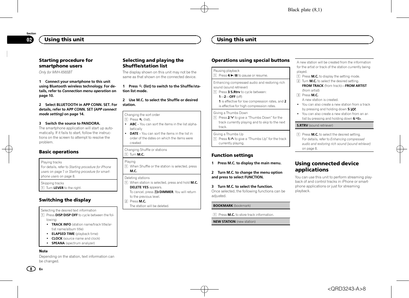 Using connected device applications, Using this unit | Pioneer MVH-X565BT User Manual | Page 8 / 140